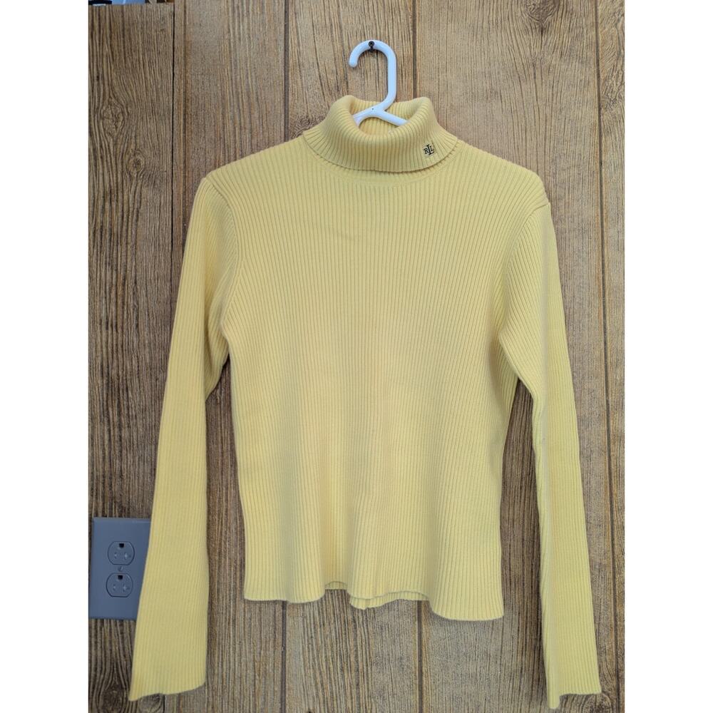 VTG Lauren Ralph Lauren, Turtleneck Yellow Ribbed - Picture 3 of 7